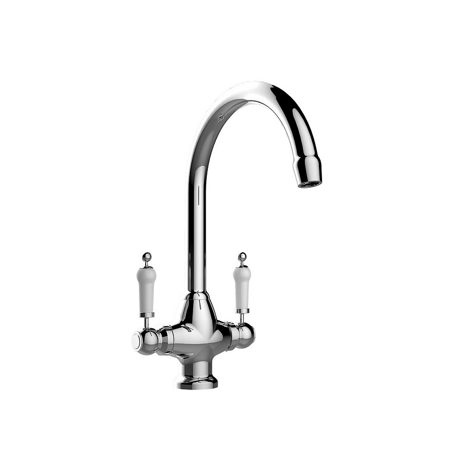 Vologne Brushed Steel Twin Lever Mixer Tap