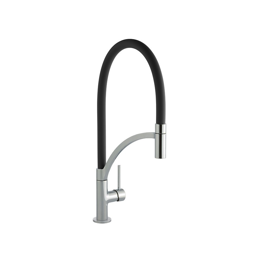Douze pull out Black and Brushed Steel Single Lever Mixer Tap
