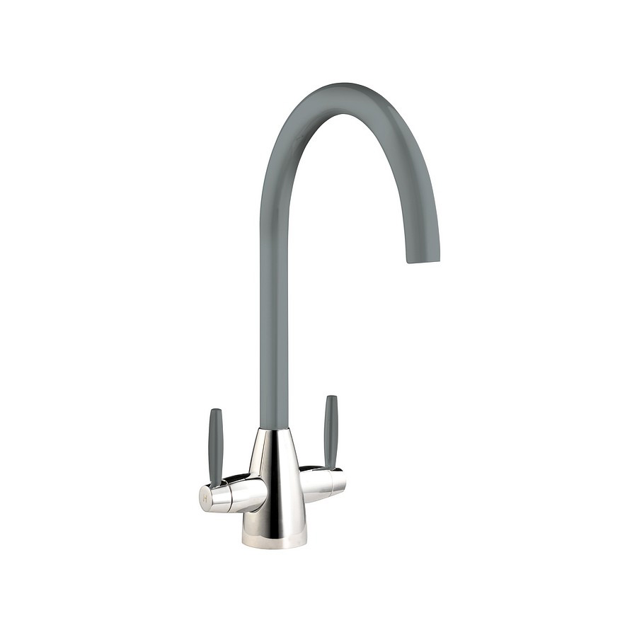 Dniester Grey and Chrome Twin Lever Mixer Tap