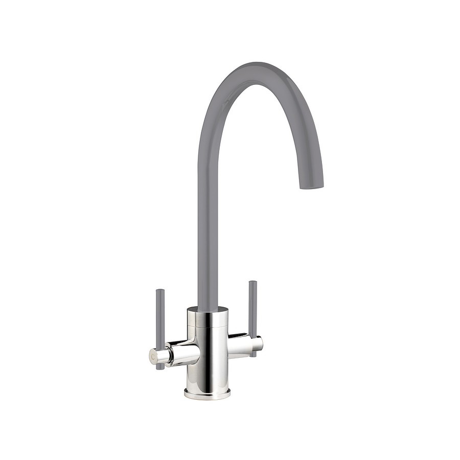 Dnieper Grey and Chrome Twin Lever Mixer Tap