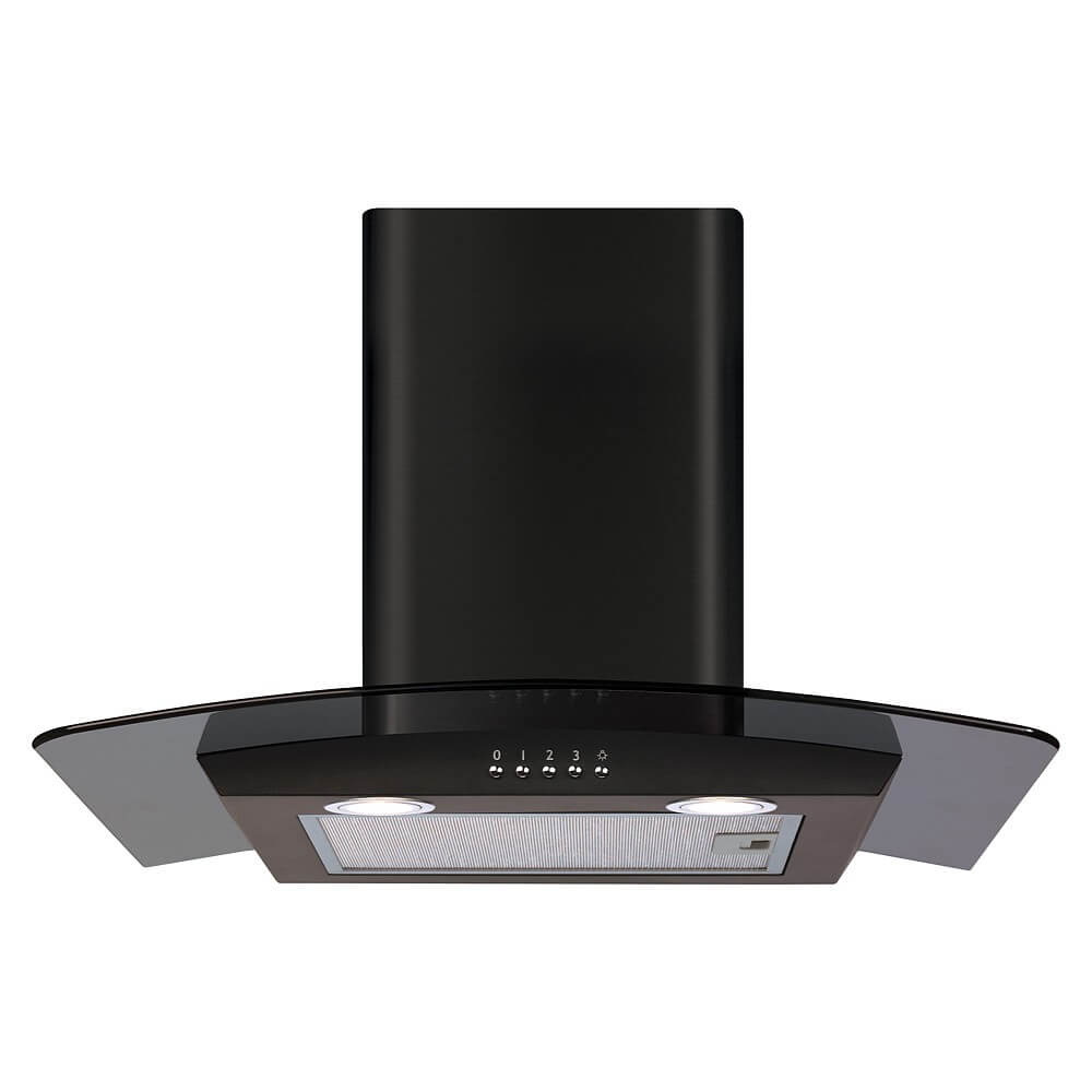 CDA ECP62BL 60cm Curved Glass Extractor, Black, 3 Speed