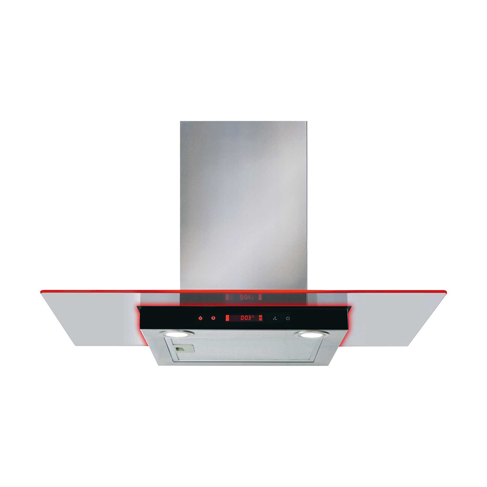 CDA EKN90SS 90cm Flat Glass Extractor with LED Edge Lighting, Stainless Steel, 3 Speed