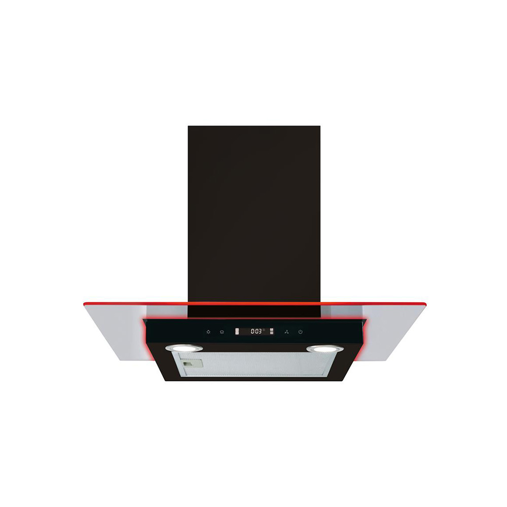 CDA EKN60BL 60cm Flat Glass Extractor with LED Edge Lighting, Black, 3 Speed
