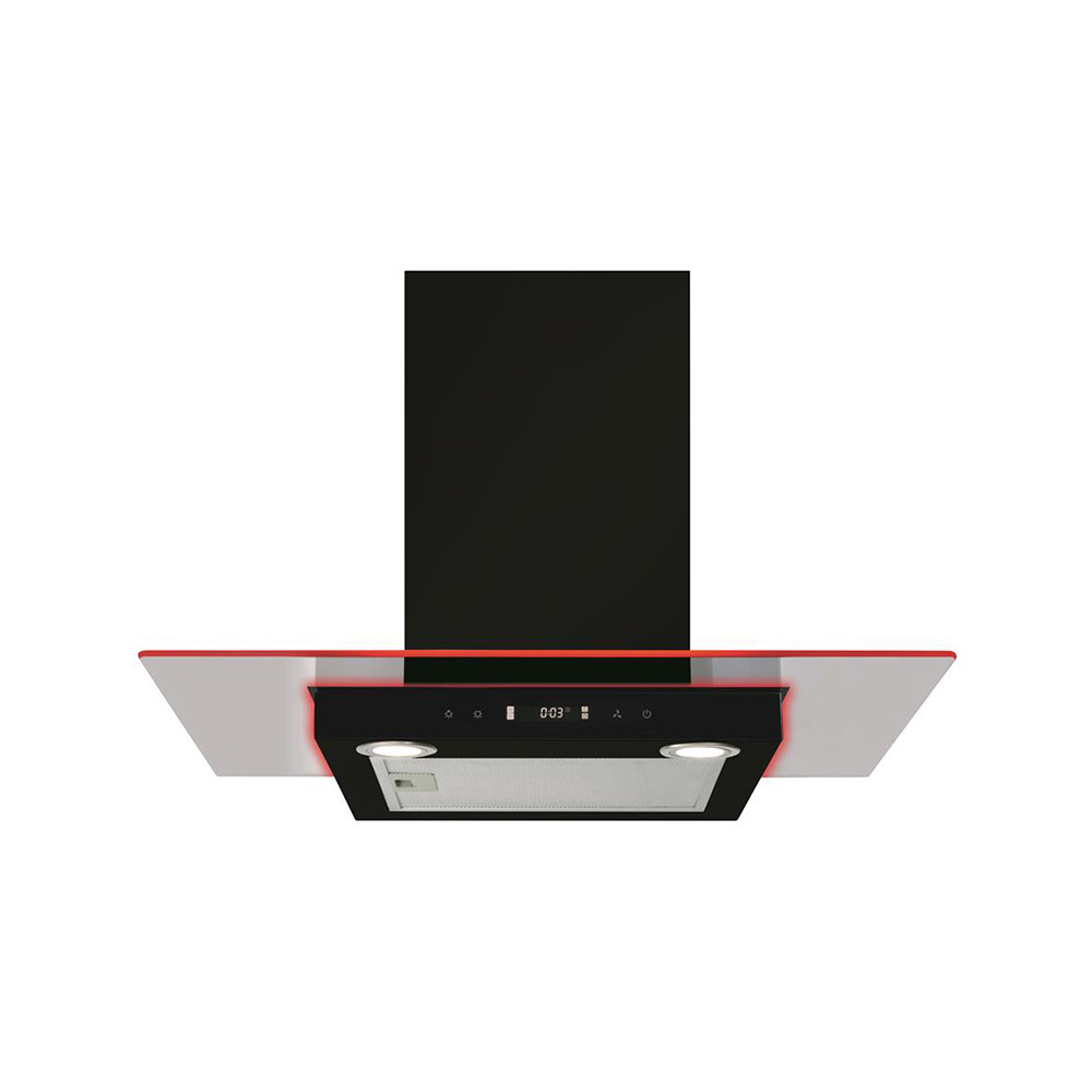 CDA EKN70BL 70cm Flat Glass Extractor with LED Edge Lighting, Black, 3 Speed