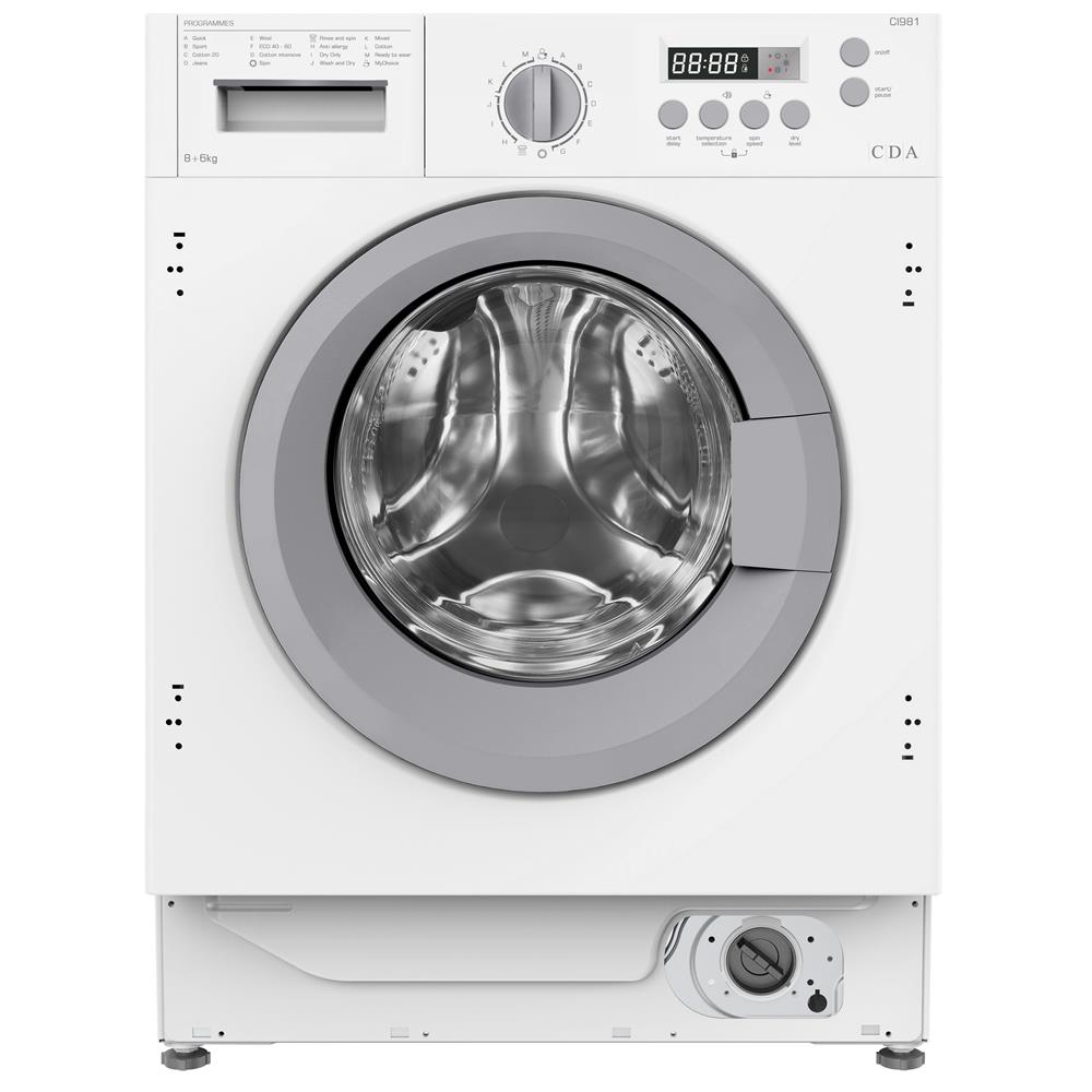 CDA CI981 Integrated 8kg + 6kg Load Intergrated Washer Dryer, 1400 rpm (2022)