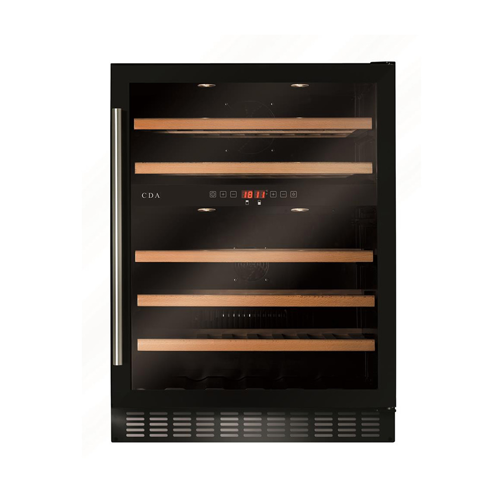 CDA FWC604BL 600mm Under Counter Wine Cooler, Black, 45 Bottle