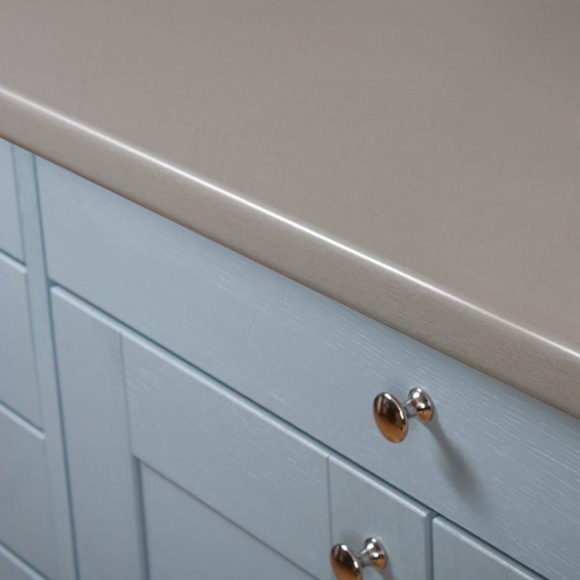 Brushed Steel - 38mm Round Edge Laminate Worktop