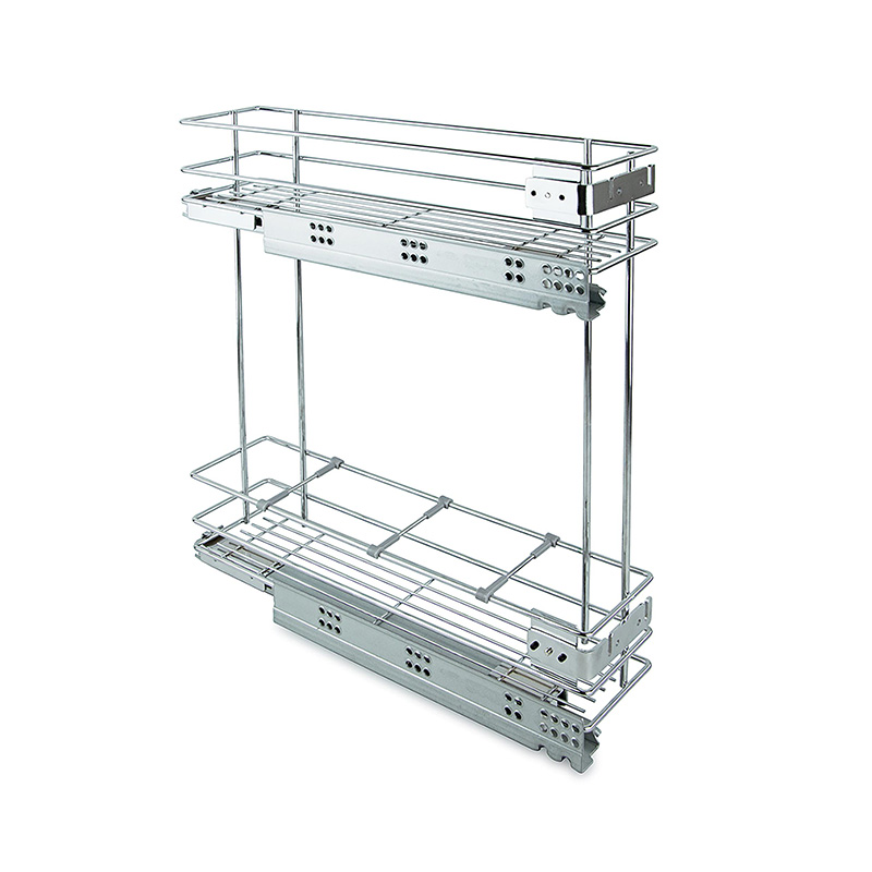 150mm Base Pull Out Storage Basket - Soft Close - Chrome