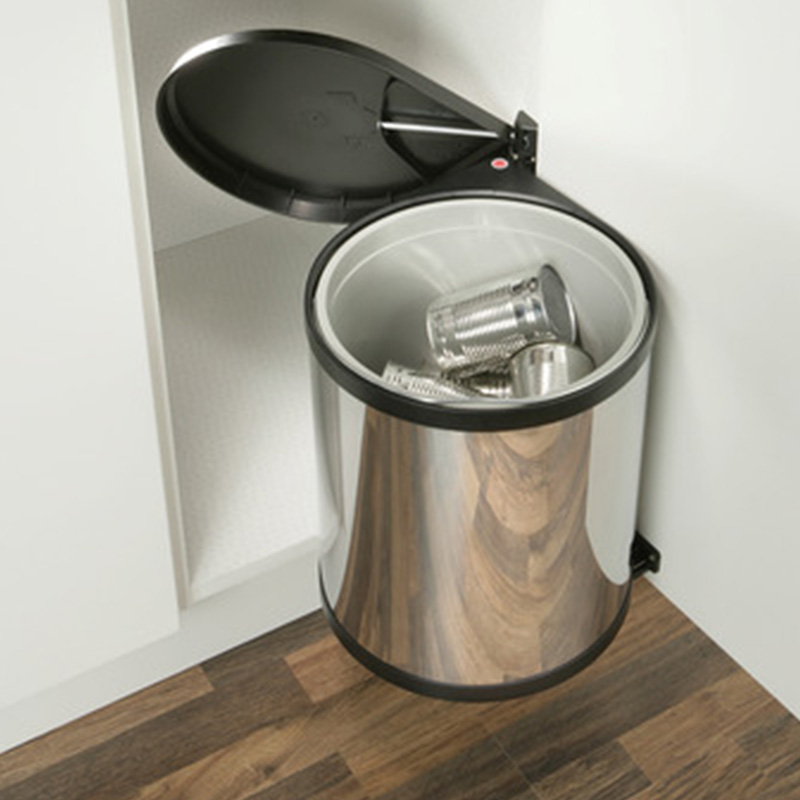 Door Mounted Waste Bin - 15 Litre - min 400mm Wide Unit - Stainless Steel