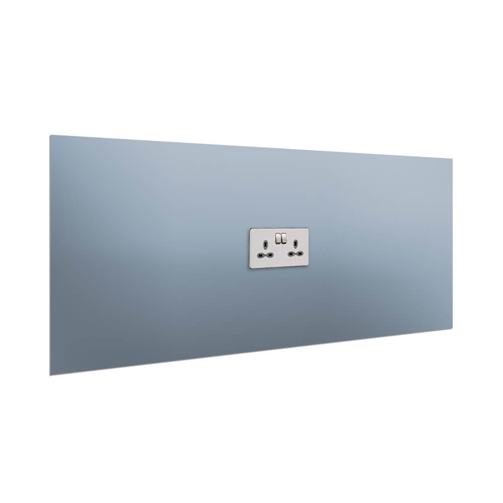 Aurora Painted Glass Splashback - 400mm High with 1 x Socket Cutout - Denim