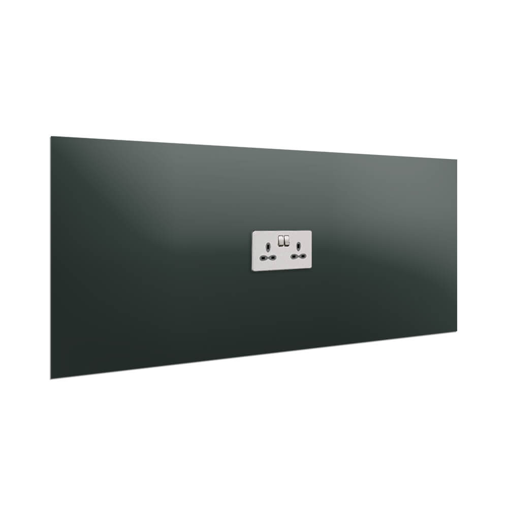 Aurora Painted Glass Splashback - 400mm High with 1 x Socket Cutout - Heritage Green