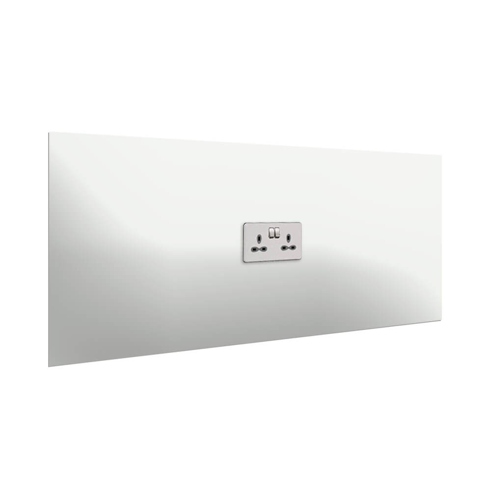 Aurora Painted Glass Splashback - 400mm High with 1 x Socket Cutout - Highland Grey