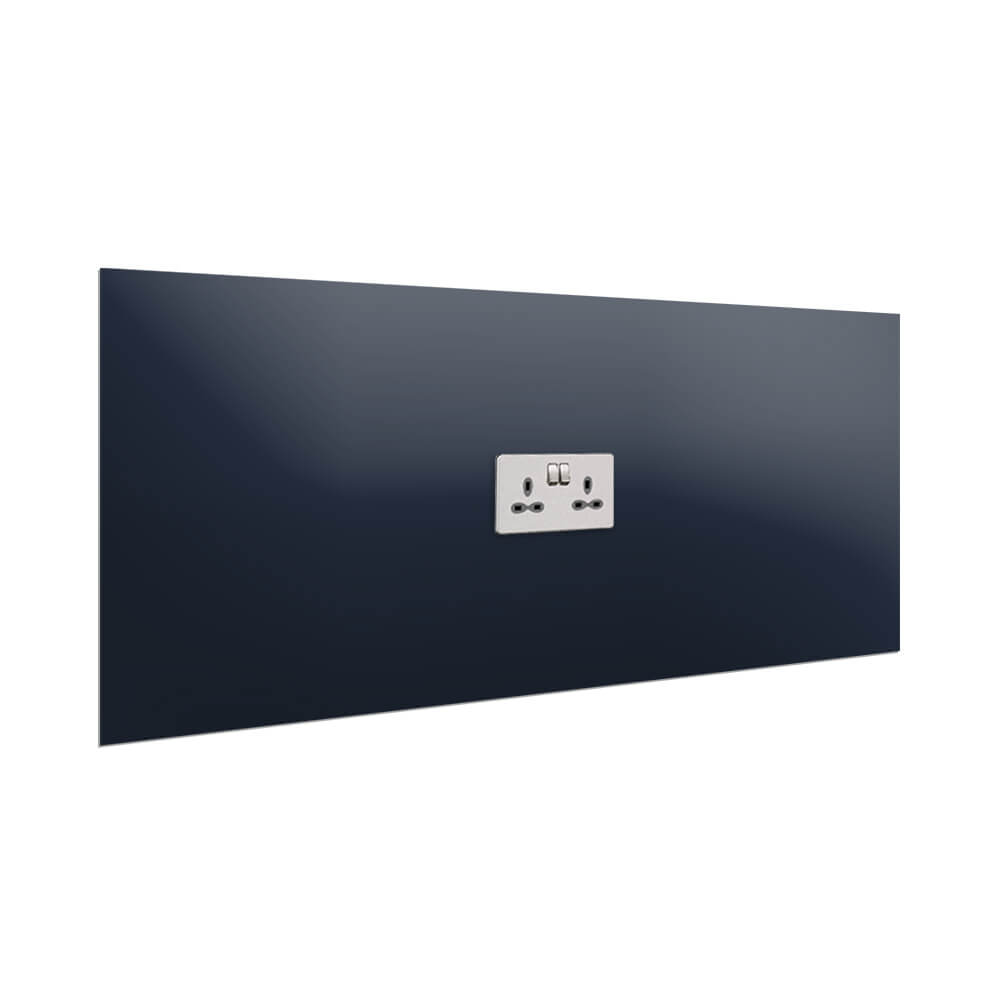 Aurora Painted Glass Splashback - 400mm High with 1 x Socket Cutout - Indigo