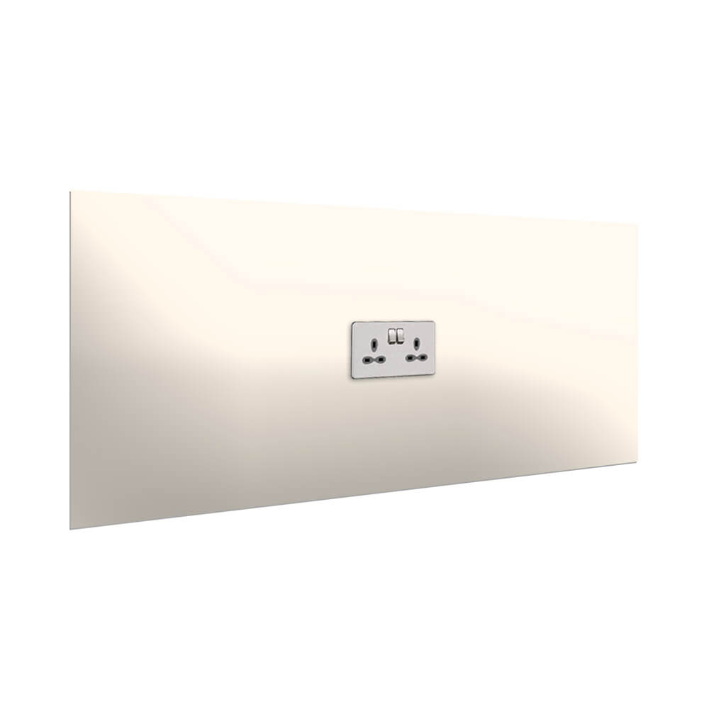 Aurora Painted Glass Splashback - 400mm High with 1 x Socket Cutout - Ivory