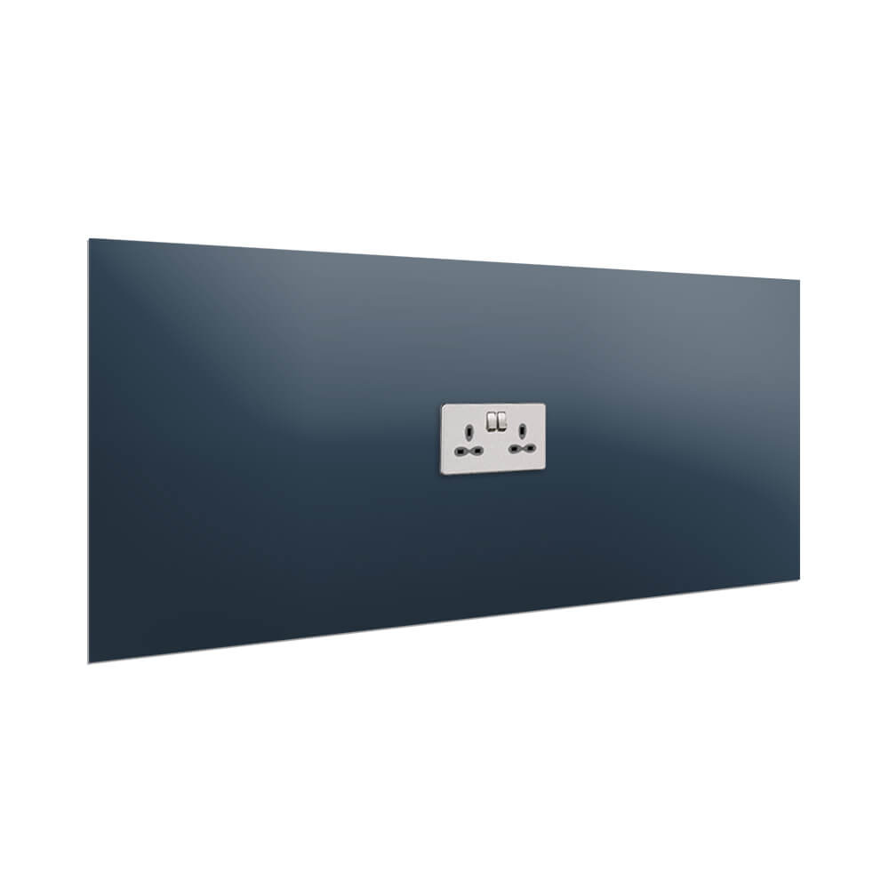 Aurora Painted Glass Splashback - 400mm High with 1 x Socket Cutout - Quay Blue