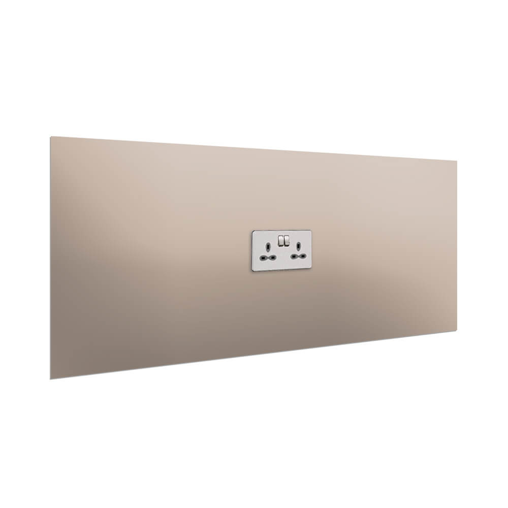 Aurora Painted Glass Splashback - 400mm High with 1 x Socket Cutout - Stone Grey