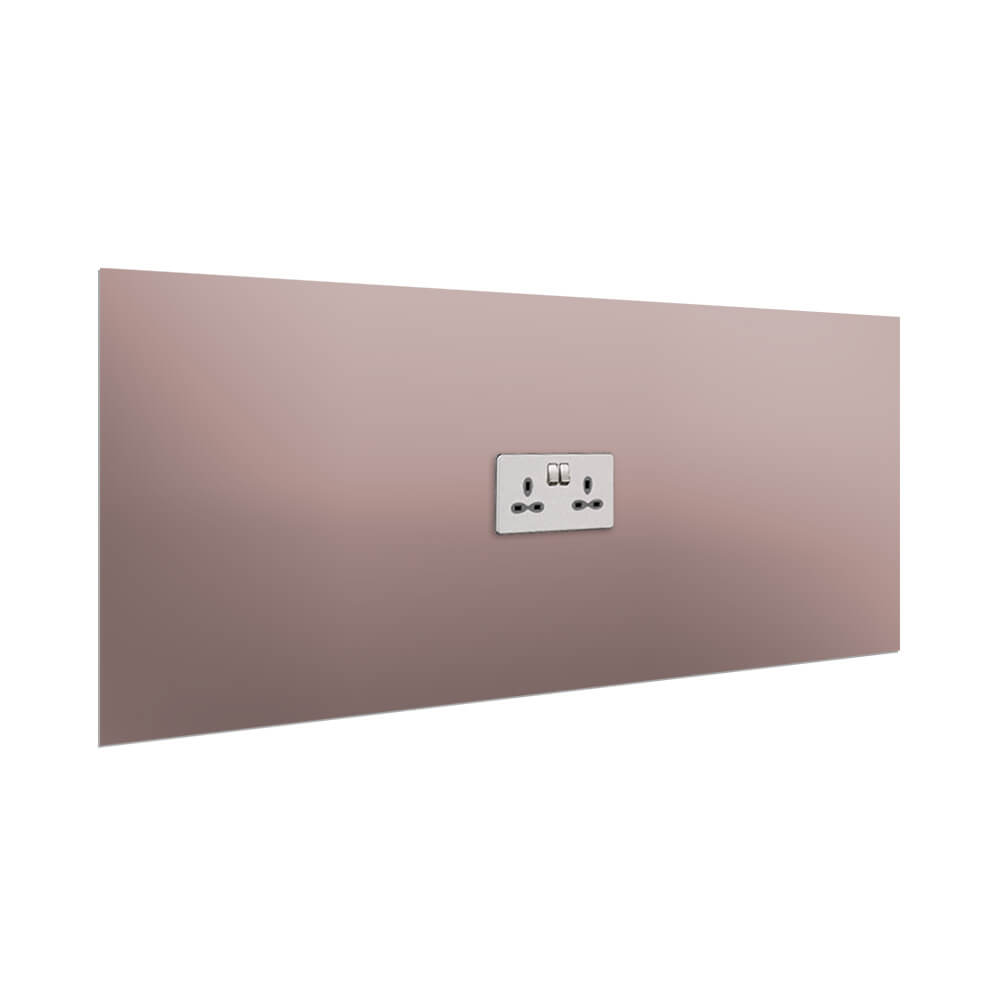 Aurora Painted Glass Splashback - 400mm High with 1 x Socket Cutout - Vintage Pink