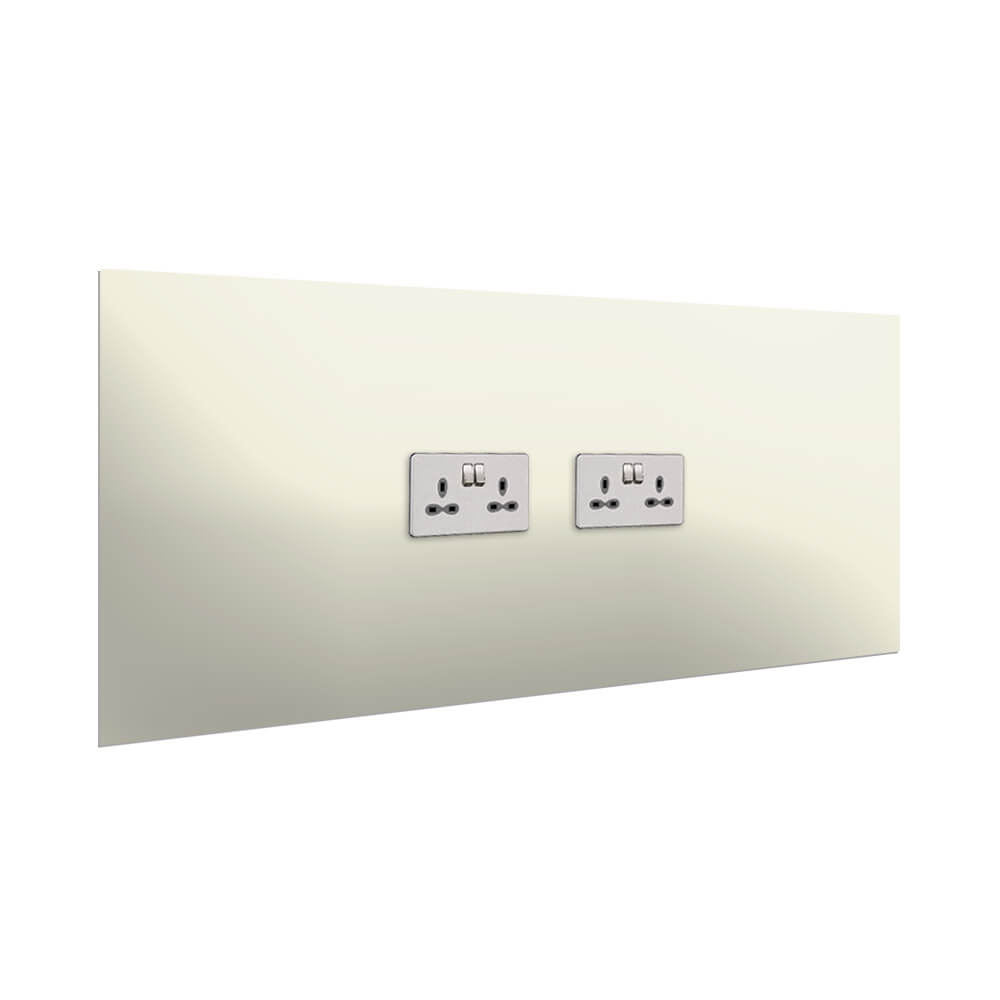 Aurora Painted Glass Splashback - 400mm High with 2 x Socket Cutouts - Alabaster