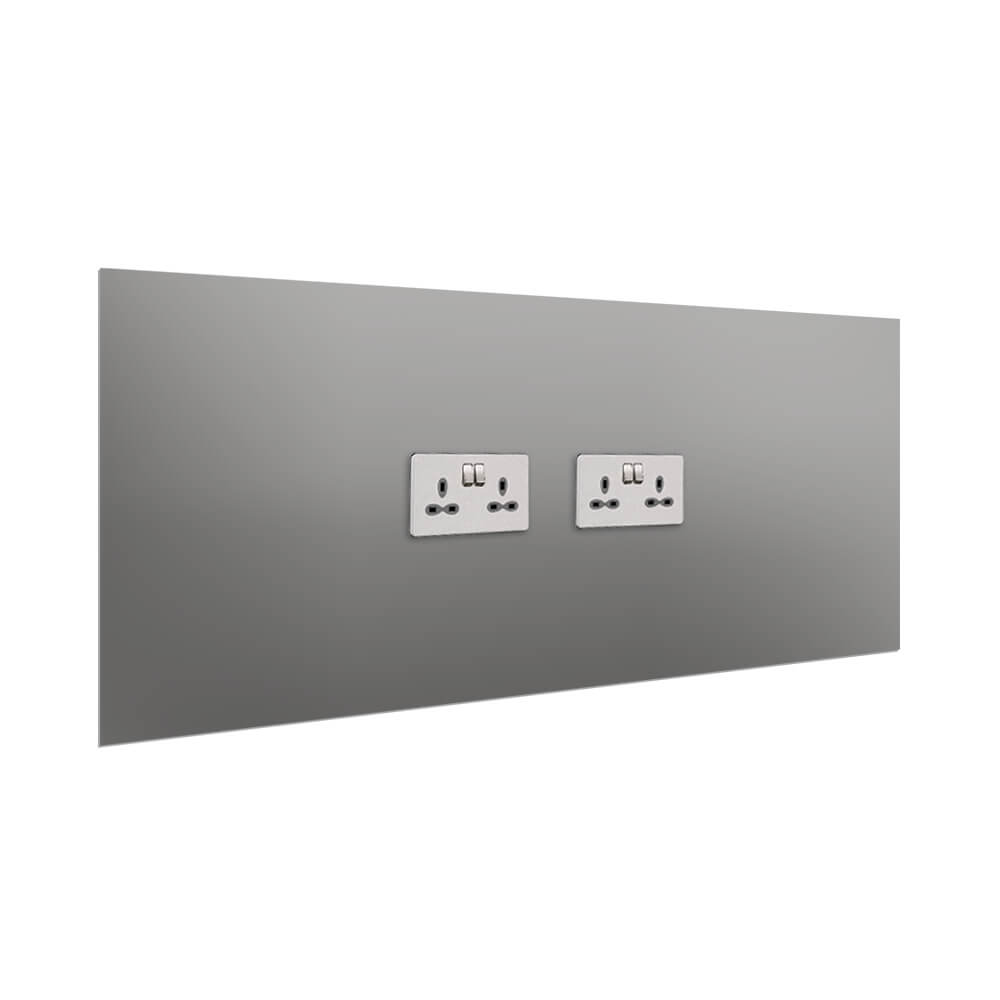 Aurora Painted Glass Splashback - 400mm High with 2 x Socket Cutouts - Dust Grey