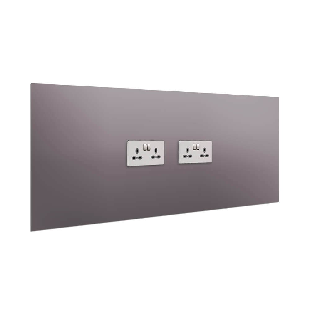 Aurora Painted Glass Splashback - 400mm High with 2 x Socket Cutouts - French Lavender