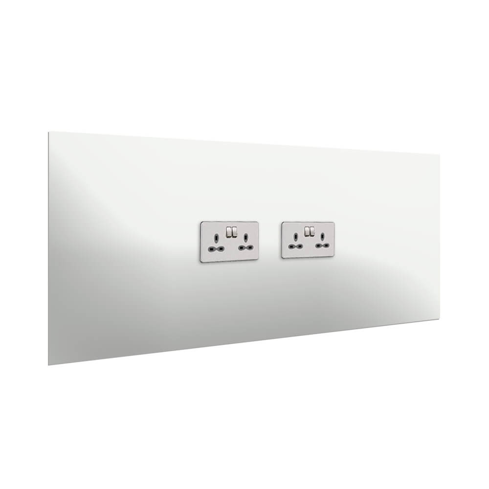 Aurora Painted Glass Splashback - 400mm High with 2 x Socket Cutouts - Highland Grey