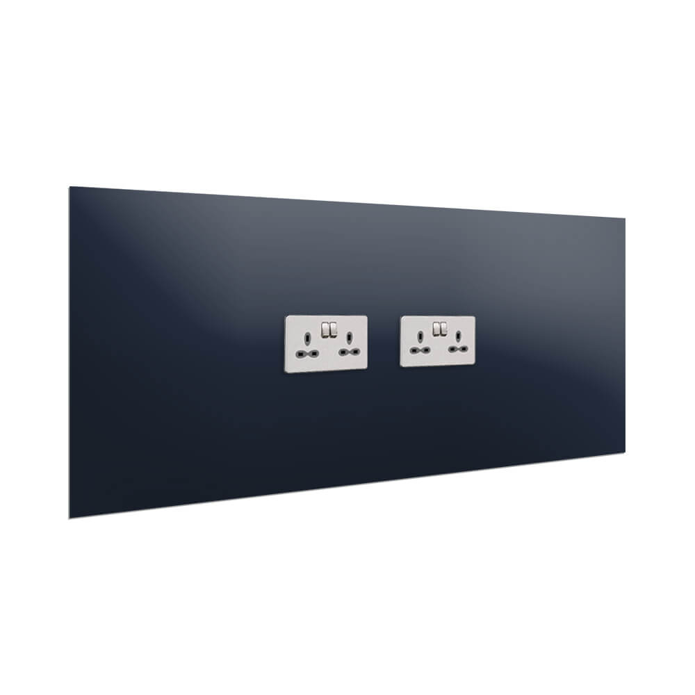 Aurora Painted Glass Splashback - 400mm High with 2 x Socket Cutouts - Indigo