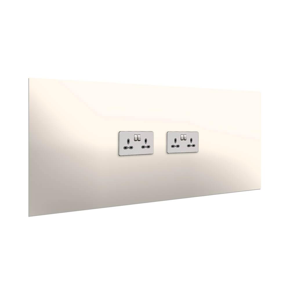 Aurora Painted Glass Splashback - 400mm High with 2 x Socket Cutouts - Ivory