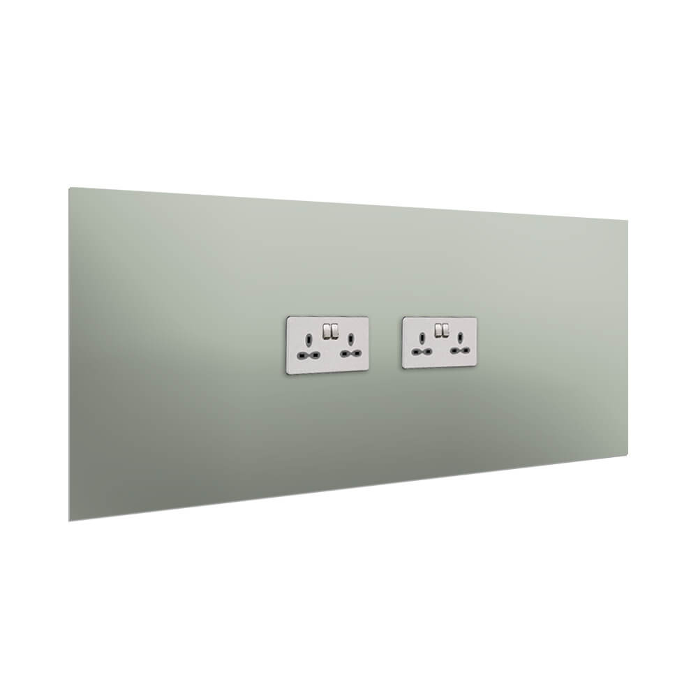 Aurora Painted Glass Splashback - 400mm High with 2 x Socket Cutouts - Light Blue