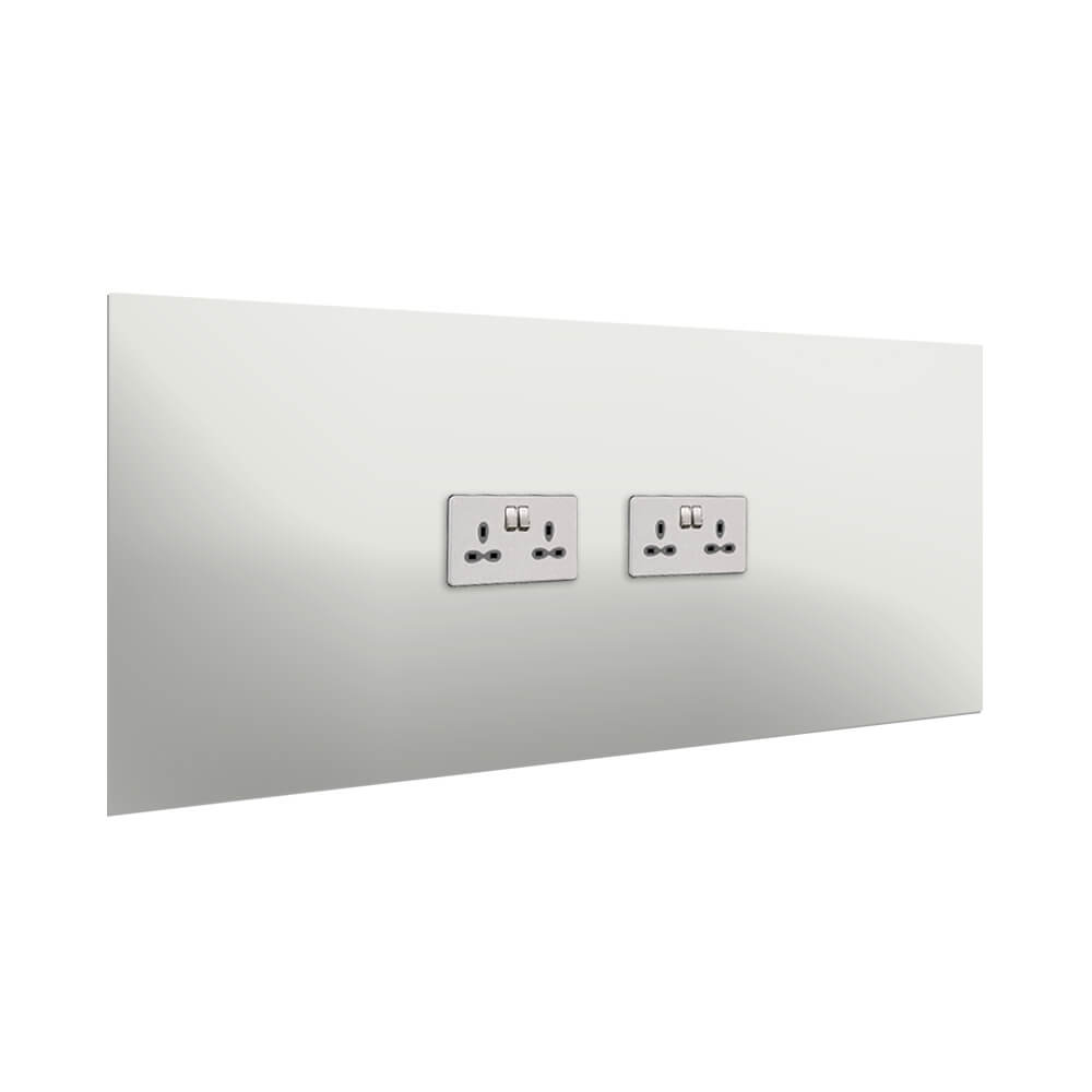 Aurora Painted Glass Splashback - 400mm High with 2 x Socket Cutouts - Light Grey