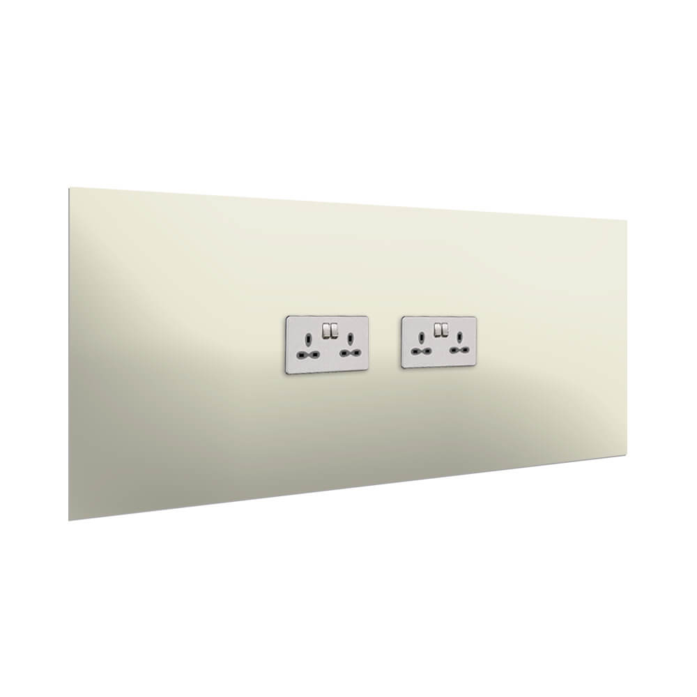 Aurora Painted Glass Splashback - 400mm High with 2 x Socket Cutouts - Mussel