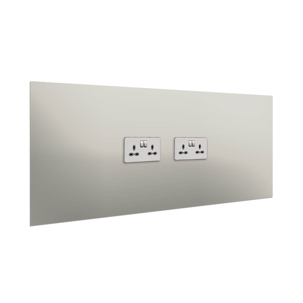 Aurora Painted Glass Splashback - 400mm High with 2 x Socket Cutouts - Pebble