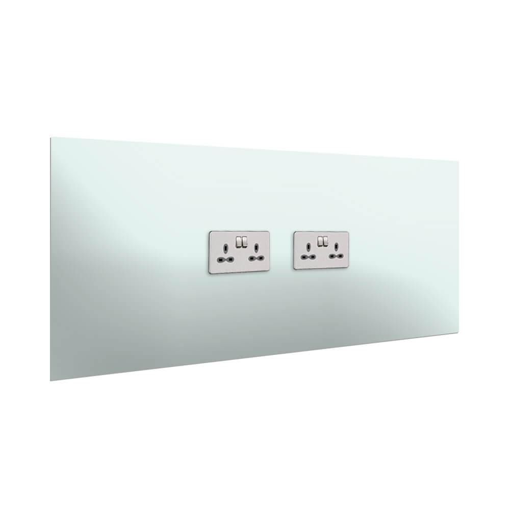 Aurora Painted Glass Splashback - 400mm High with 2 x Socket Cutouts - Powder Blue