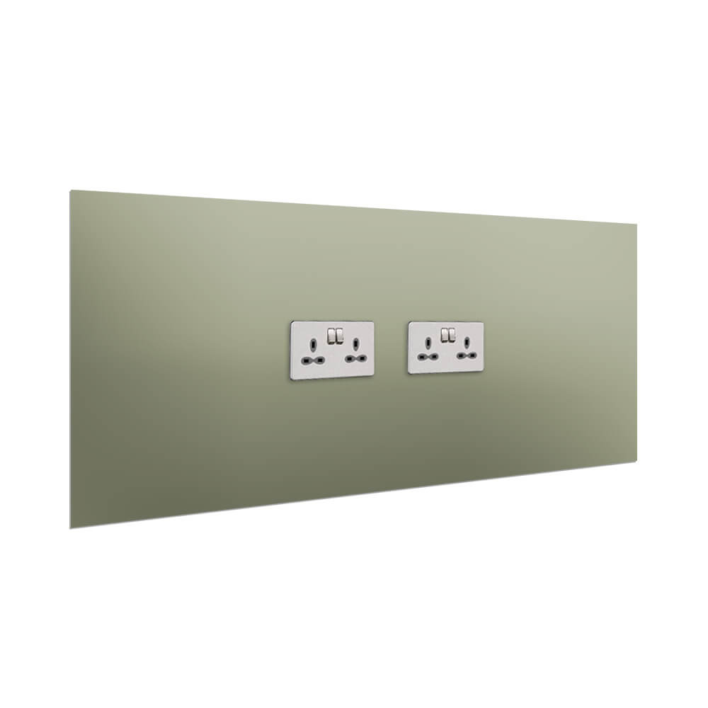 Aurora Painted Glass Splashback - 400mm High with 2 x Socket Cutouts - Sage