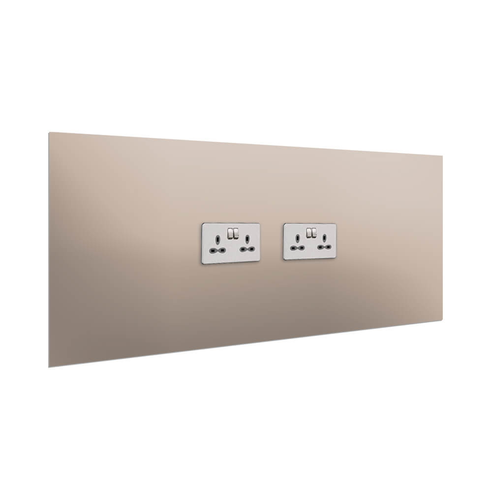 Aurora Painted Glass Splashback - 400mm High with 2 x Socket Cutouts - Stone Grey