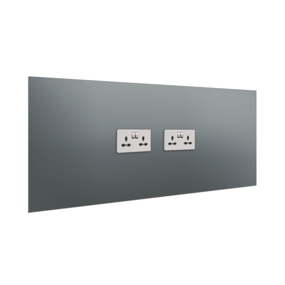 Aurora Painted Glass Splashback - 400mm High with 2 x Socket Cutouts - Wolf Grey