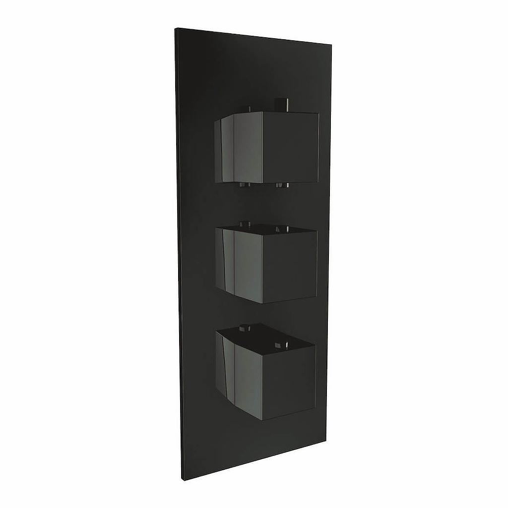 Black Triple Handle, 2 Outlet Concealed Valve