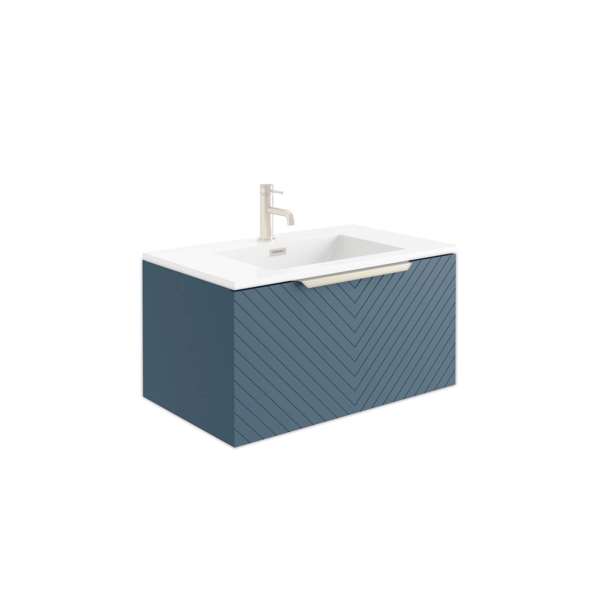 Chevron 800mm Basin Cabinet - Blue (Component)