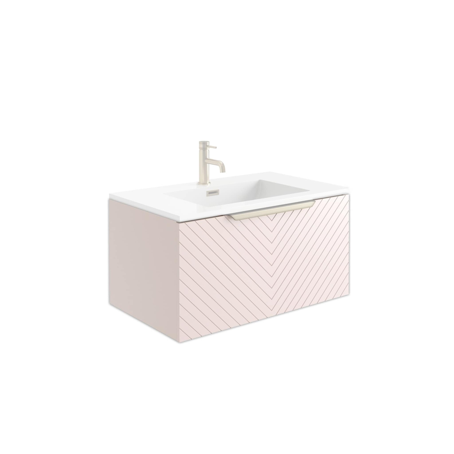 Chevron 800mm Basin Cabinet - Pink (Component)