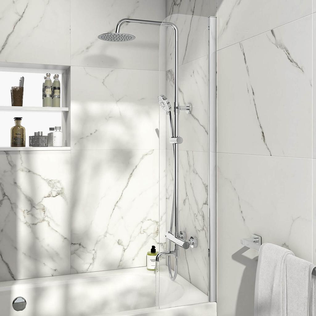 Fixed Radius Short Bathscreen 6mm Thick - 1400 x 300mm