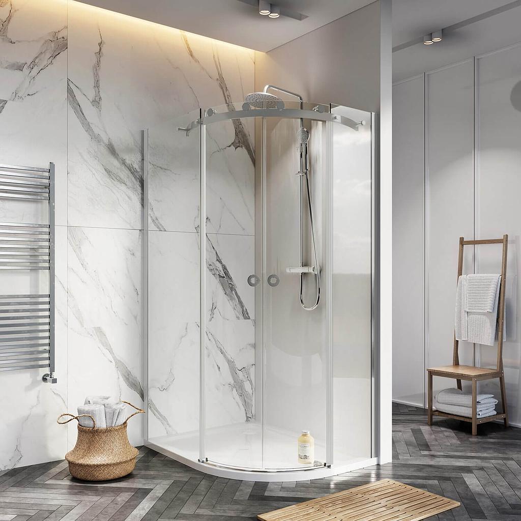 Frameless Double Door Offset Quadrant Shower Screens - Various Sizes