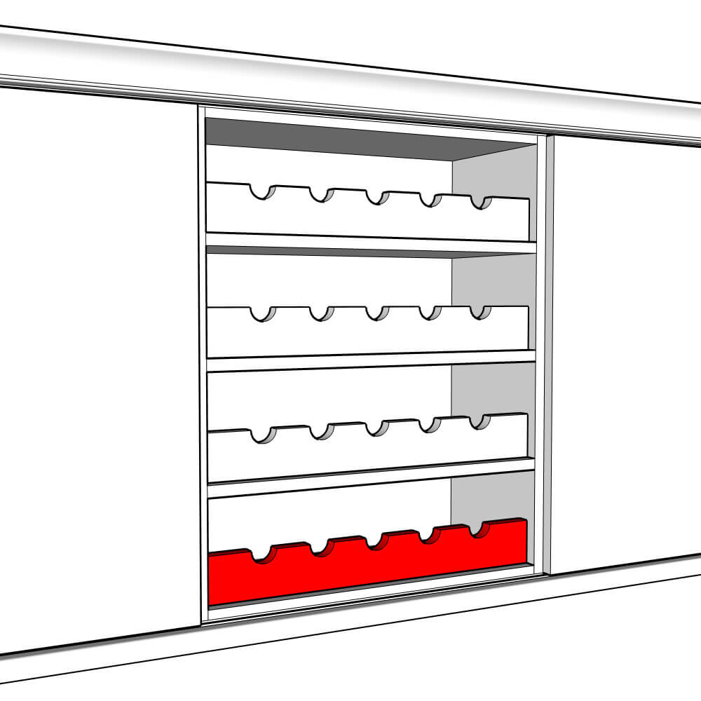 Helmsley Smooth Matt Wine Rack Rail - 1200 x 60 x 18mm