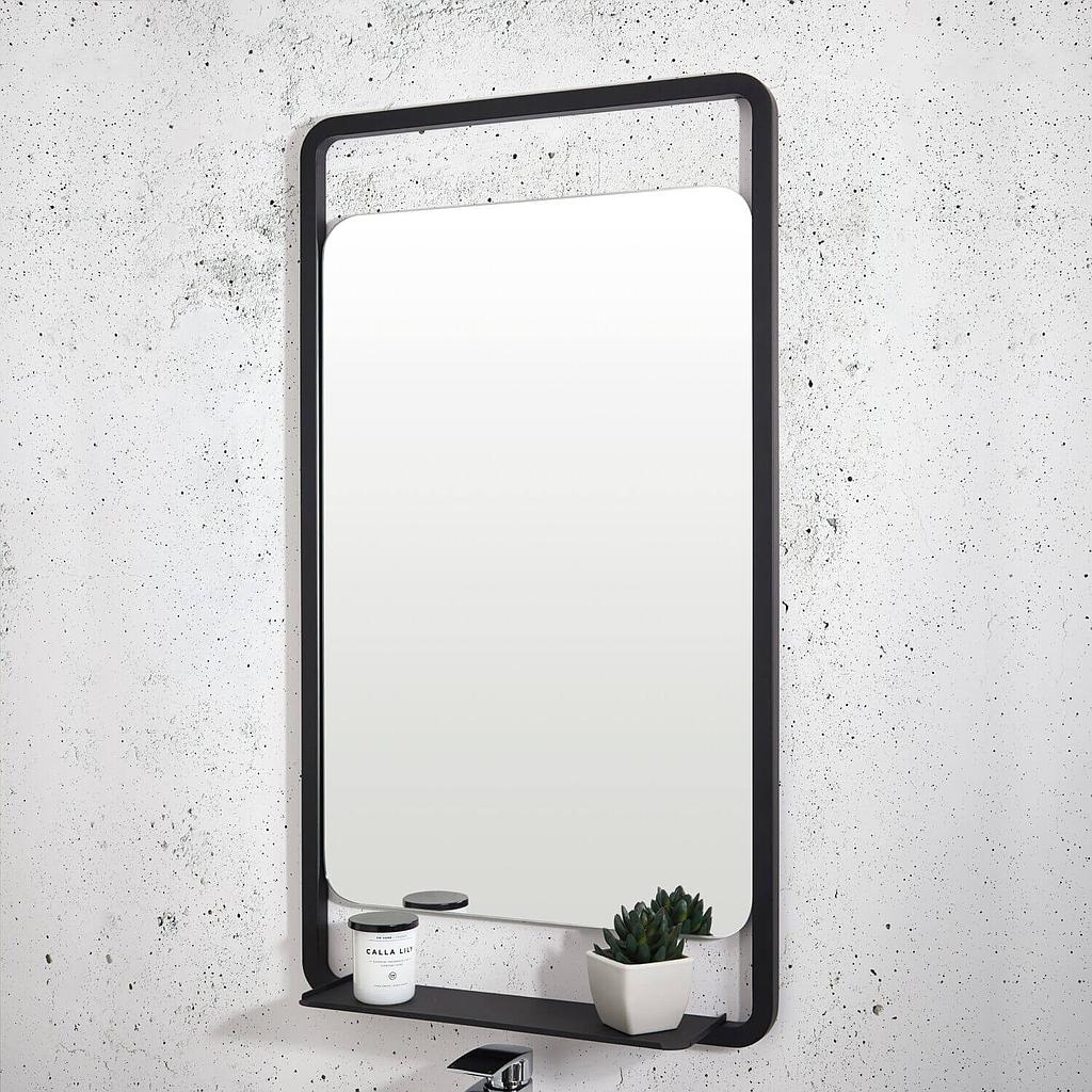 Mono Black Soft Square with Shelf - 500 x 900mm