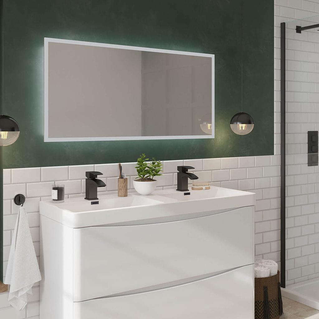 Mosca LED Mirror with Demister Pad and Shaver Socket - 1200mm (wide) x 600mm (high)