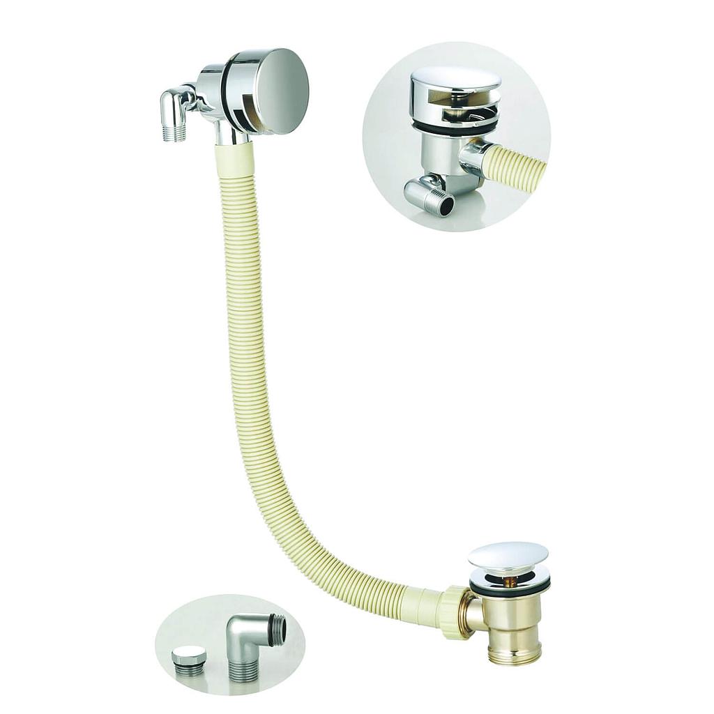 Round Bath Filler with Sprung Waste and Overflow - Chrome