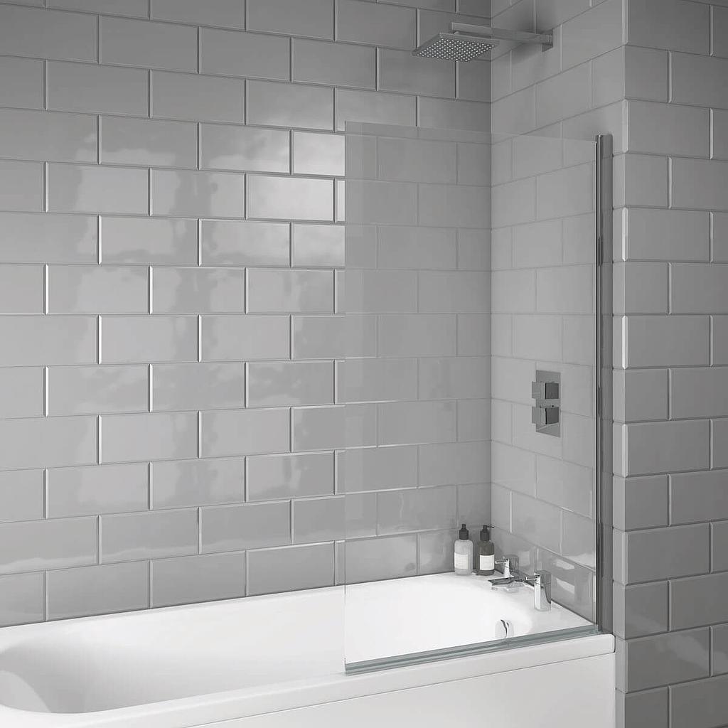 S6 - Chrome Square Edge Bath Screen - 1400 x 800mm