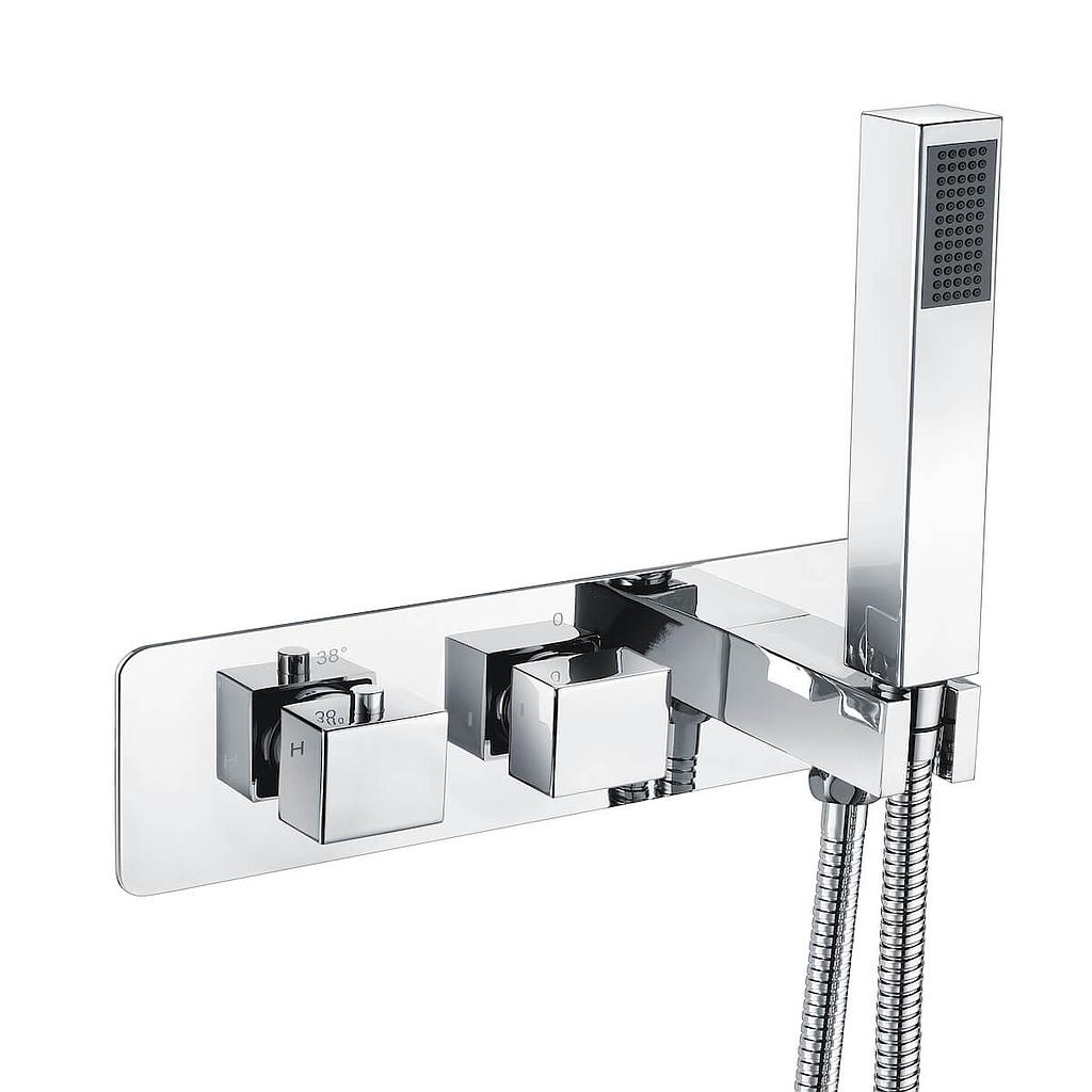 Square concealed shower valve bath filler - Chrome