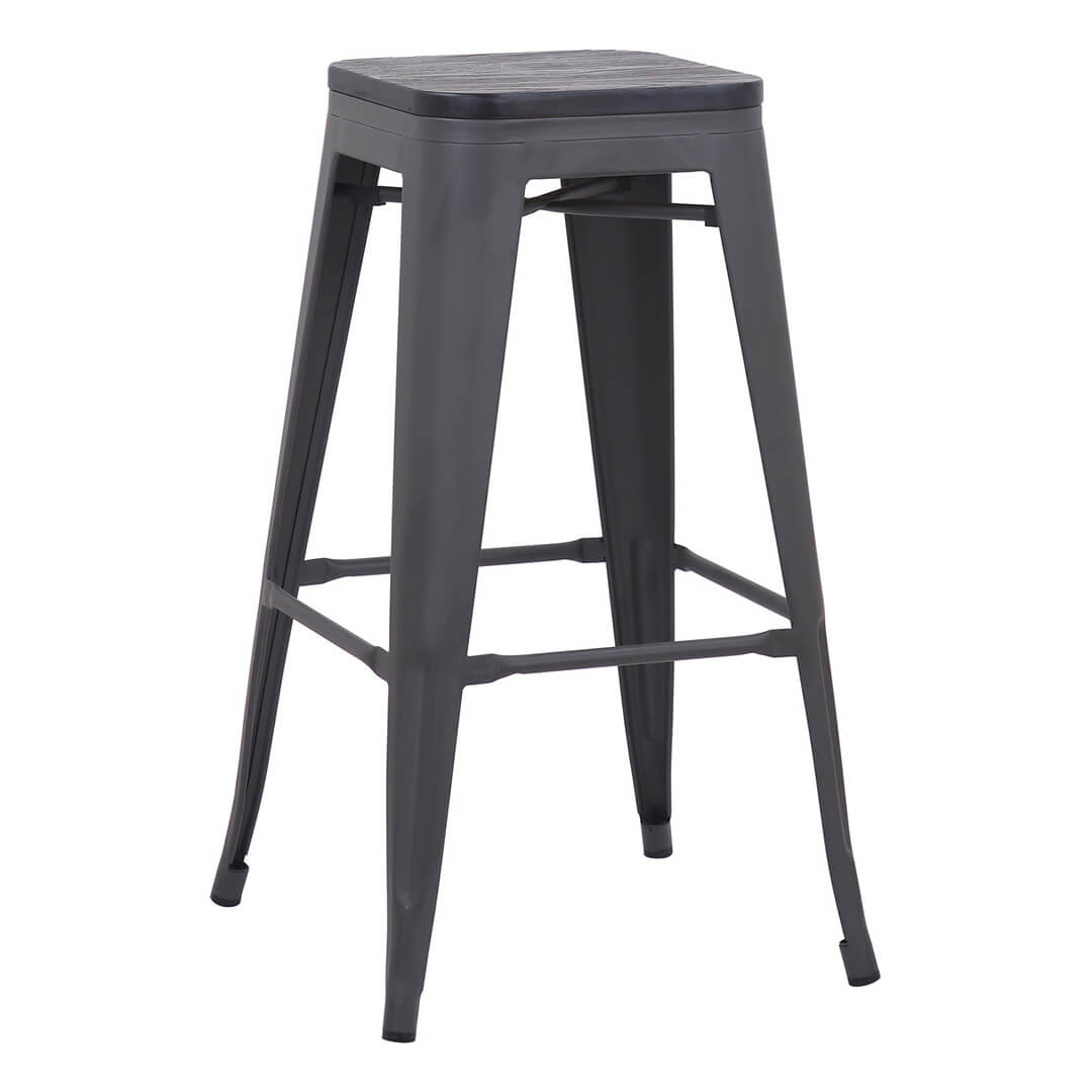 AURORA Tolix Bar Stool - Grey Darkwood 