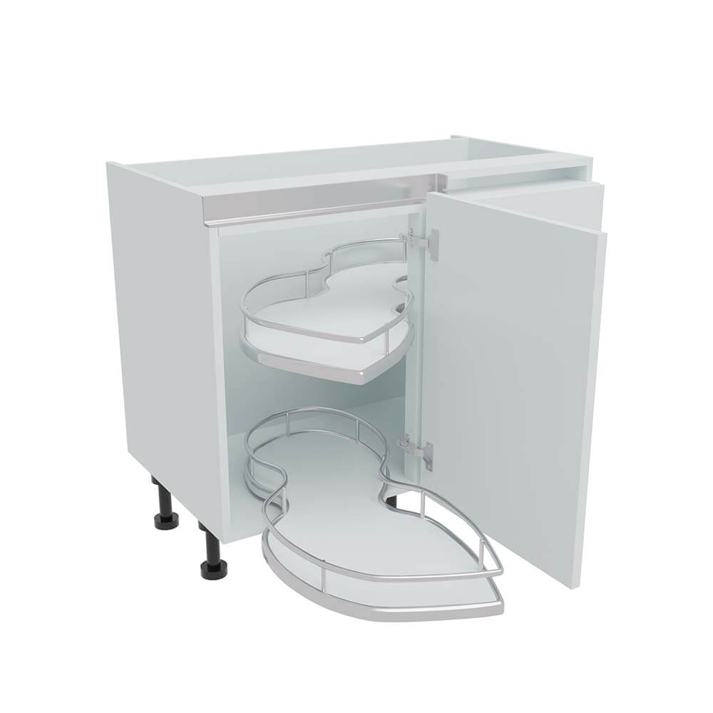 1000mm True Handleless Highline Corner Base Unit - Corner Pull Out Shelving - 500mm LH Hand Door