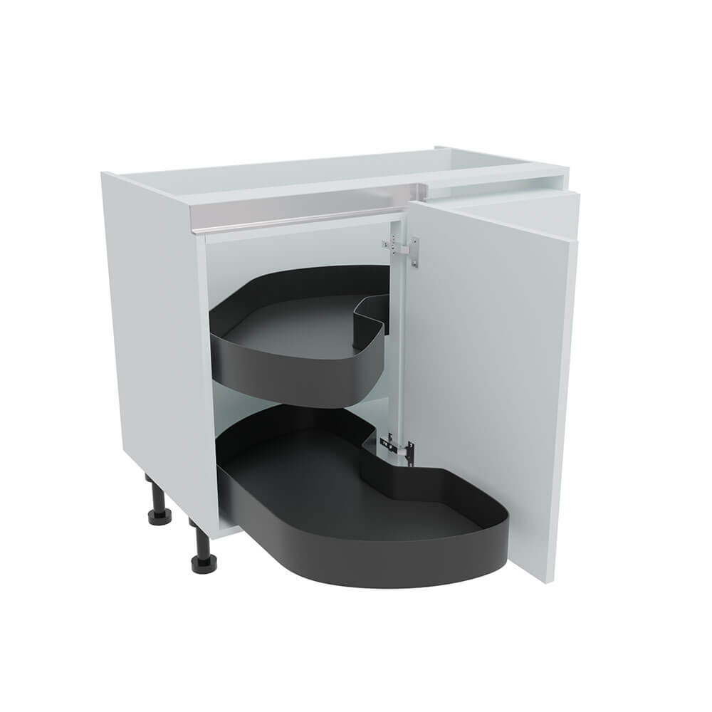 1000mm True Handleless Highline Corner Base Unit - LAVA Corner Pull Out Shelving - 500mm LH Hand Door