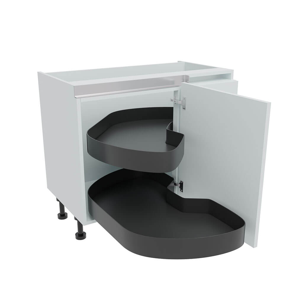1000mm True Handleless Highline Corner Base Unit - LAVA Corner Pull Out Shelving - 600mm Door (Right Blank)